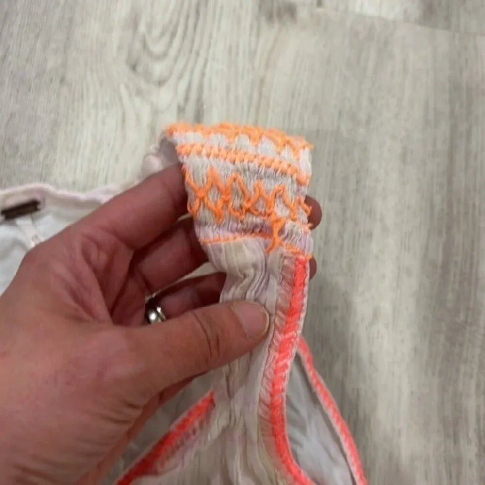 Free people flowly shear White and Orange Sleeveless Dress small